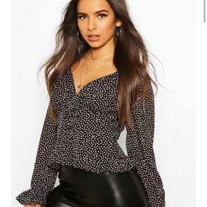 Ditsy Floral Corset Detail Woven Blouse